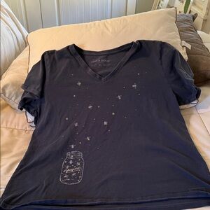 Life Is Good Dark Blue Tee with Jar and Fireflies